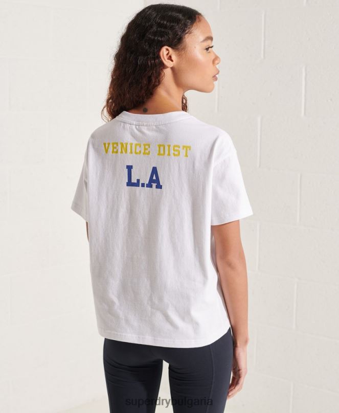 Superdry облекло N00H6296 бяло Жени квадратна тениска с университетска арка