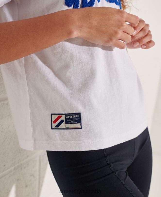 Superdry облекло N00H6296 бяло Жени квадратна тениска с университетска арка