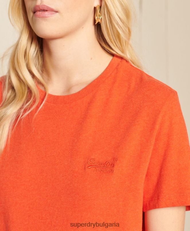Superdry облекло N00H6297 оранжево Жени свободна ретро тениска с лого от органичен памук