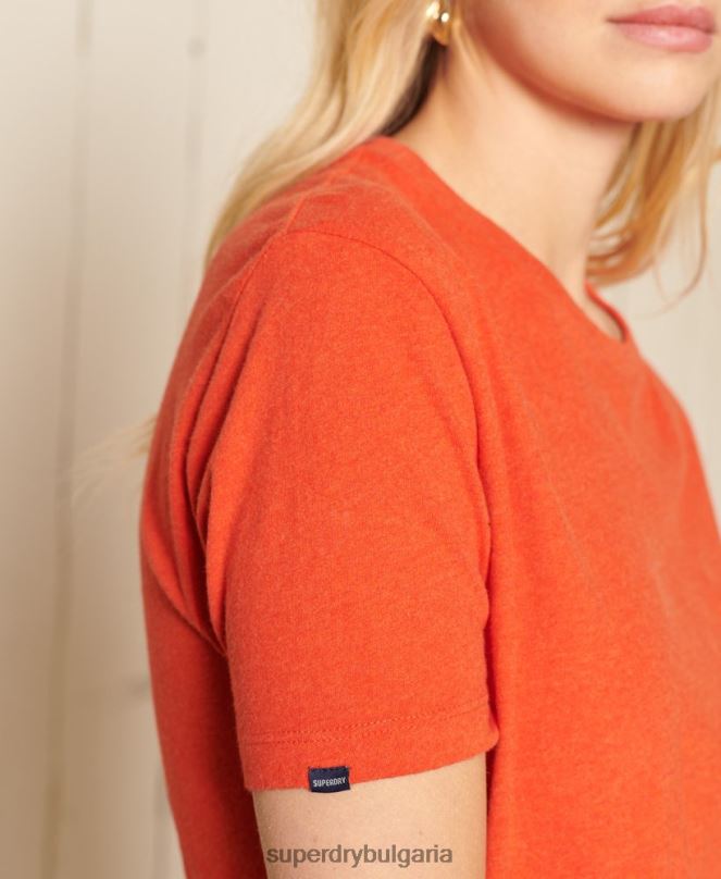 Superdry облекло N00H6297 оранжево Жени свободна ретро тениска с лого от органичен памук