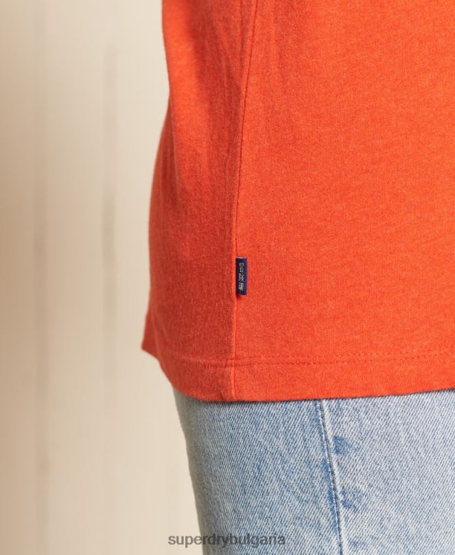 Superdry облекло N00H6297 оранжево Жени свободна ретро тениска с лого от органичен памук