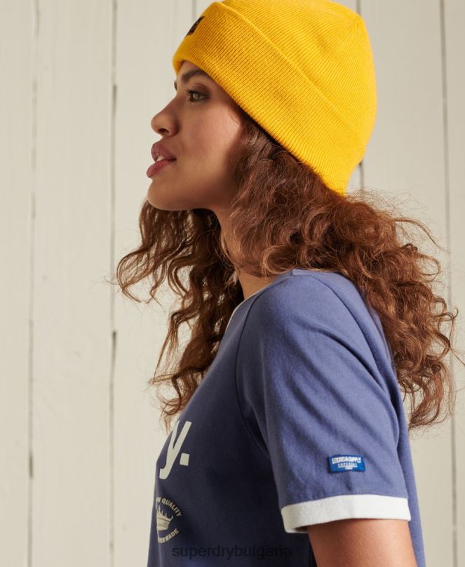 Superdry облекло N00H6298 военноморски флот Жени основна тениска с лого на американската класика