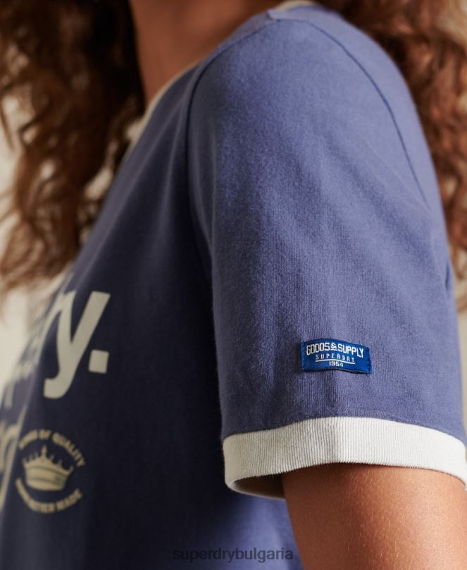 Superdry облекло N00H6298 военноморски флот Жени основна тениска с лого на американската класика