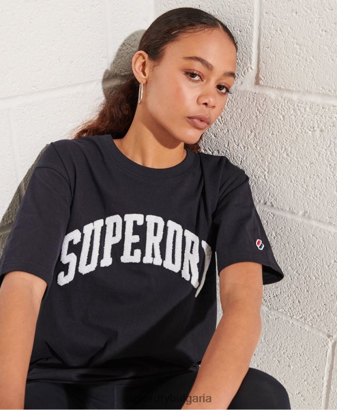 Superdry облекло N00H6299 военноморски флот Жени моно тениска с университетска арка