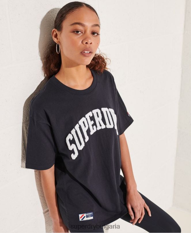 Superdry облекло N00H6299 военноморски флот Жени моно тениска с университетска арка