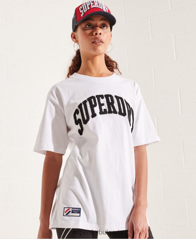 Superdry облекло N00H6300 бяло Жени моно тениска с университетска арка
