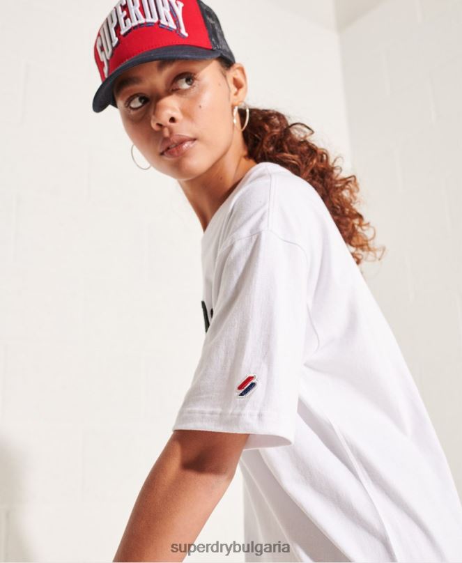 Superdry облекло N00H6300 бяло Жени моно тениска с университетска арка