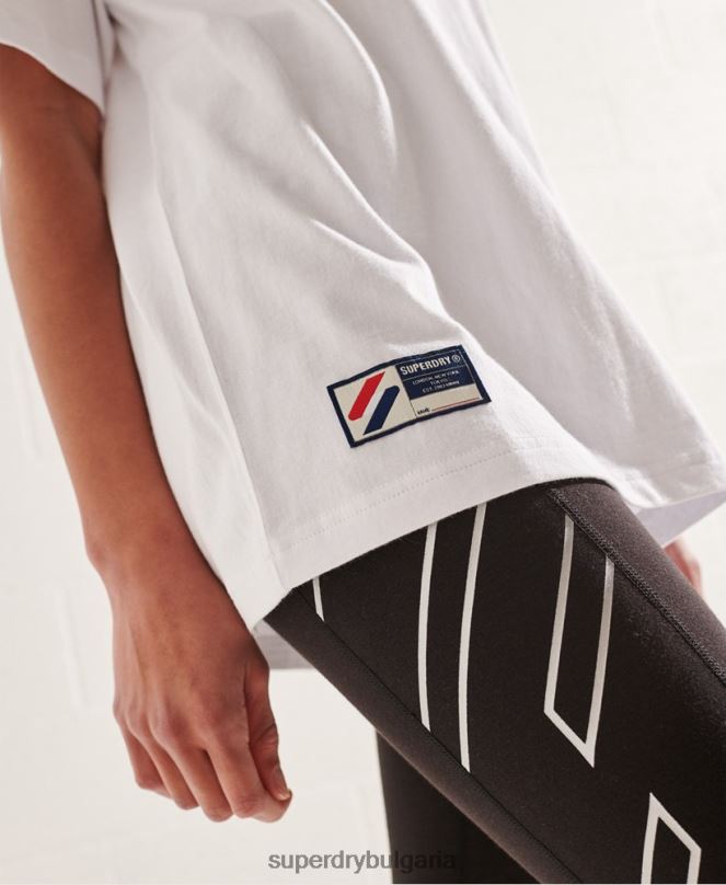 Superdry облекло N00H6300 бяло Жени моно тениска с университетска арка