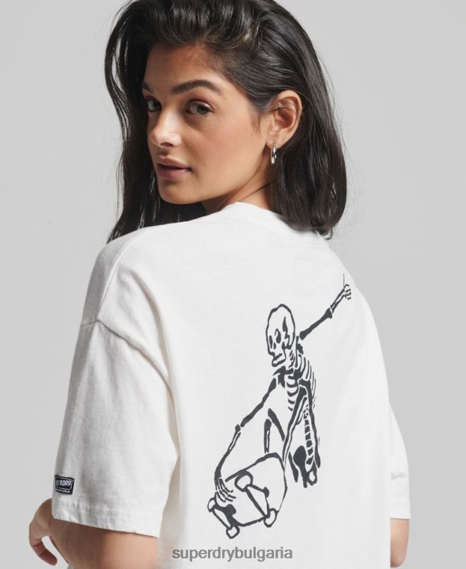 Superdry облекло N00H6301 бяло Жени реколта кали тениска