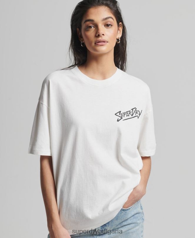 Superdry облекло N00H6301 бяло Жени реколта кали тениска