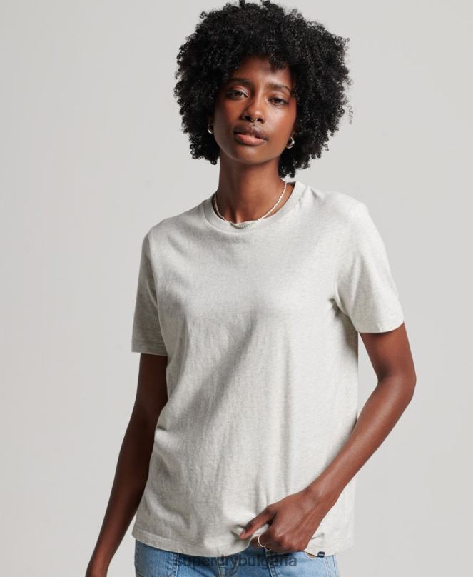 Superdry облекло N00H6302 светло сив Жени тениска от органичен памук