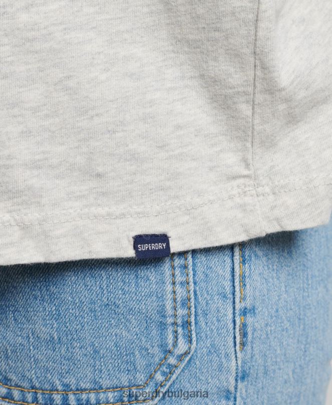 Superdry облекло N00H6302 светло сив Жени тениска от органичен памук