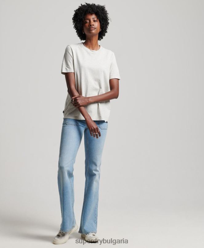 Superdry облекло N00H6302 светло сив Жени тениска от органичен памук