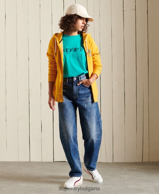 Superdry облекло N00H6303 зелено Жени основна тениска с лого