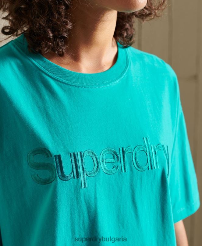 Superdry облекло N00H6303 зелено Жени основна тениска с лого