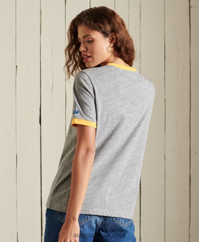 Superdry облекло N00H6304 сиво Жени основна тениска с лого на американската класика