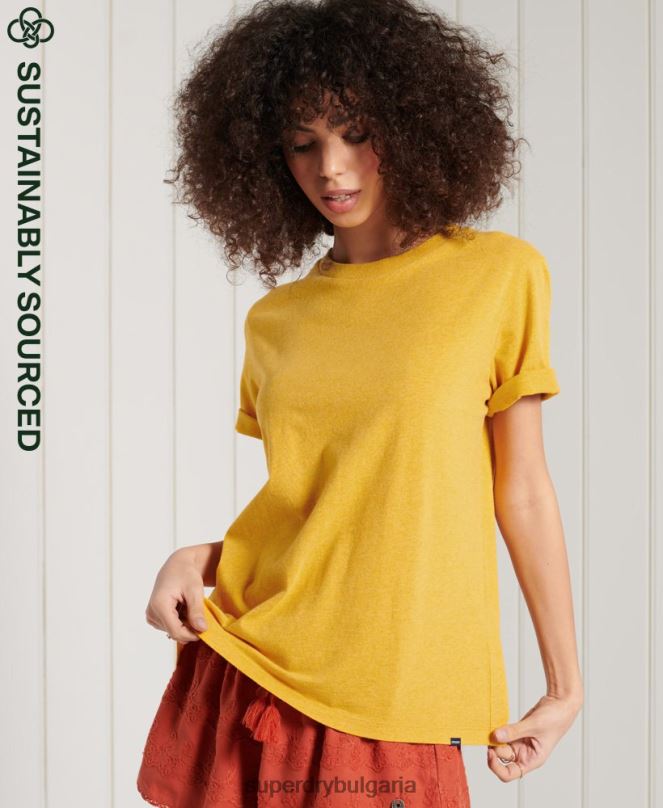 Superdry облекло N00H6306 оранжево Жени тениска от органичен памук