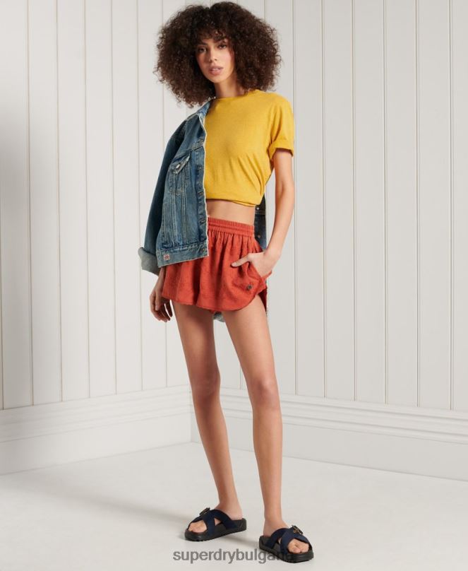 Superdry облекло N00H6306 оранжево Жени тениска от органичен памук
