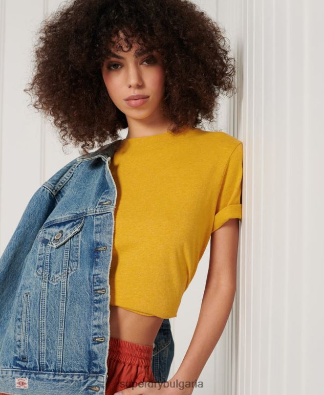 Superdry облекло N00H6306 оранжево Жени тениска от органичен памук