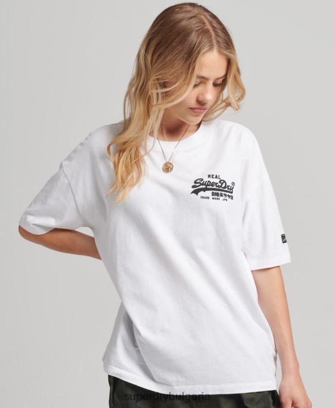 Superdry облекло N00H6308 бяло Жени ретро тениска с лого