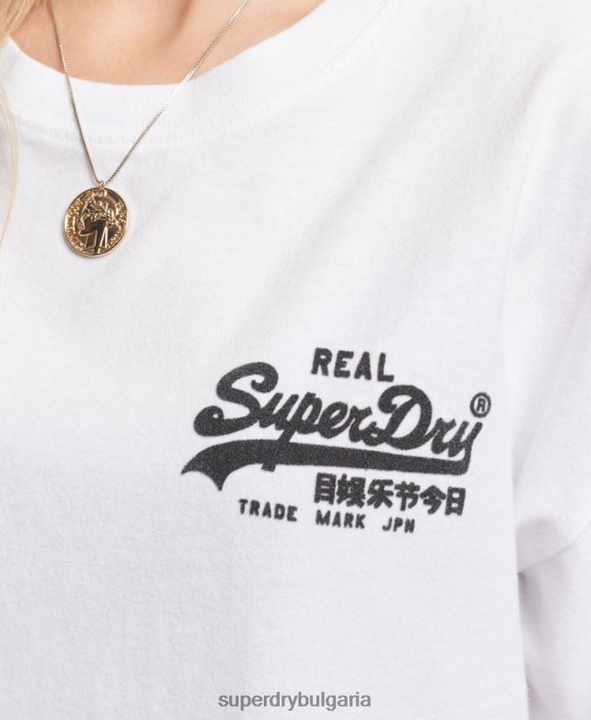 Superdry облекло N00H6308 бяло Жени ретро тениска с лого