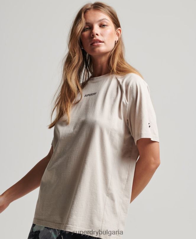Superdry облекло N00H6312 бежово Жени тениска с къс ръкав от органичен памук