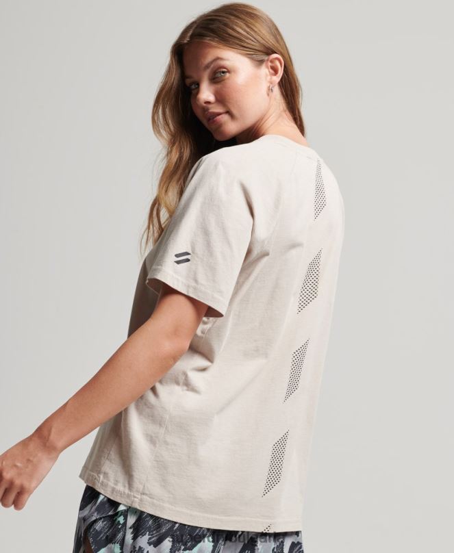 Superdry облекло N00H6312 бежово Жени тениска с къс ръкав от органичен памук