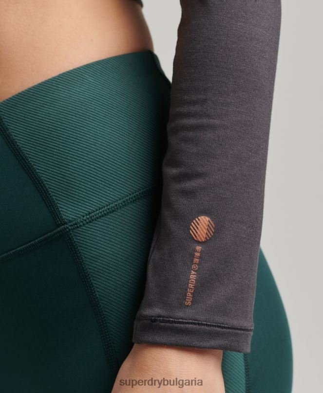 Superdry облекло N00H6327 тъмно сив Жени гъвкава горна част с дълъг ръкав