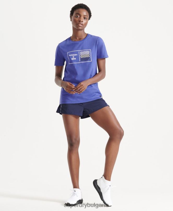 Superdry облекло N00H6352 син Жени тениска с основна графика на влак