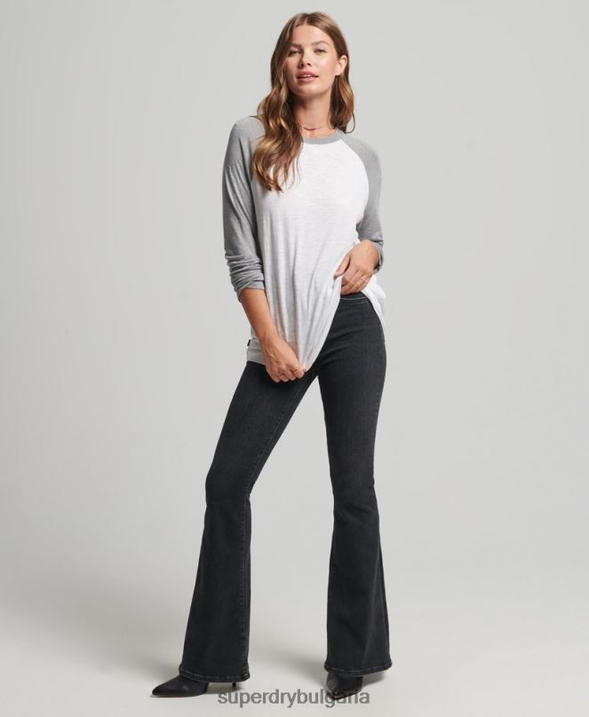 Superdry облекло N00H6514 сиво Жени бейзболно горнище с дълъг ръкав