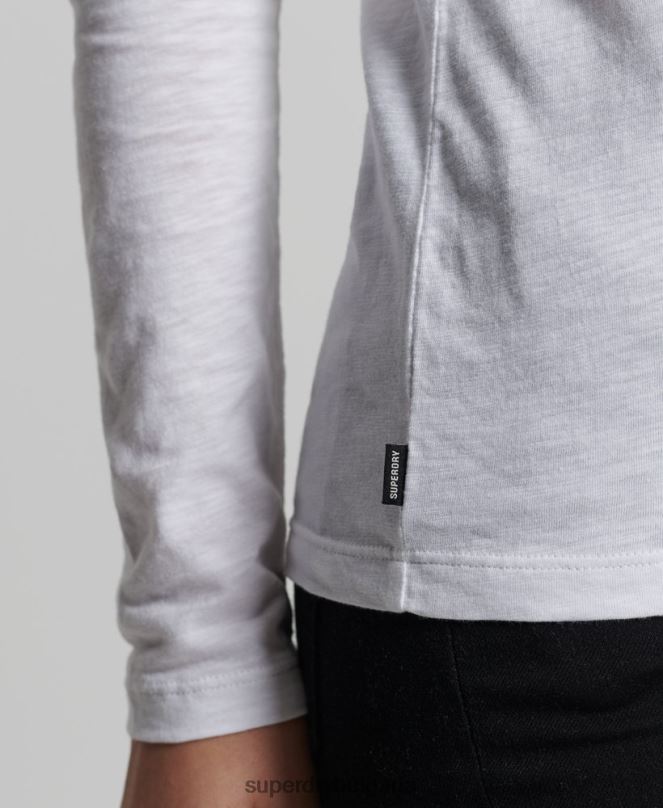 Superdry облекло N00H6556 бяло Жени органичен памук с дълъг ръкав и v-образно деколте