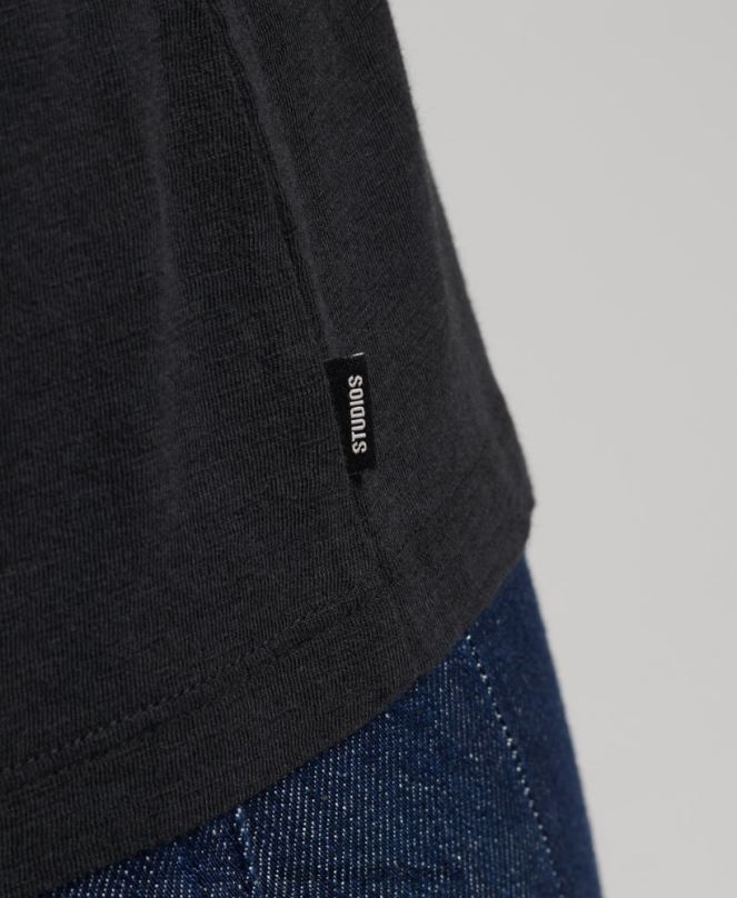 Superdry облекло N00H6562 черен Жени органичен памук с дълъг ръкав и v-образно деколте