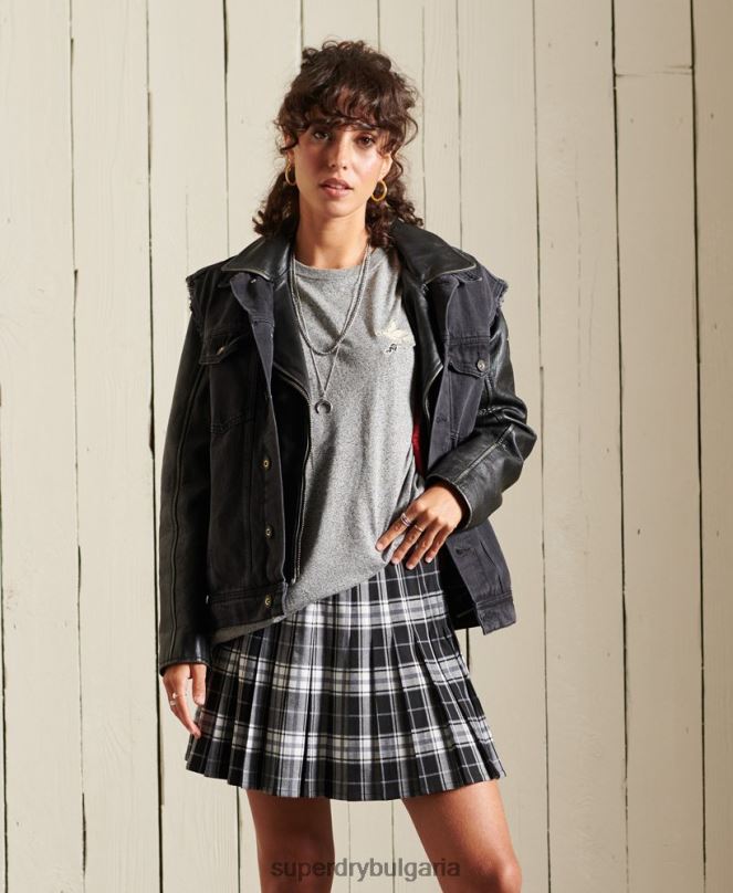 Superdry облекло N00H6607 сиво Жени широка бохо рок тениска с графики