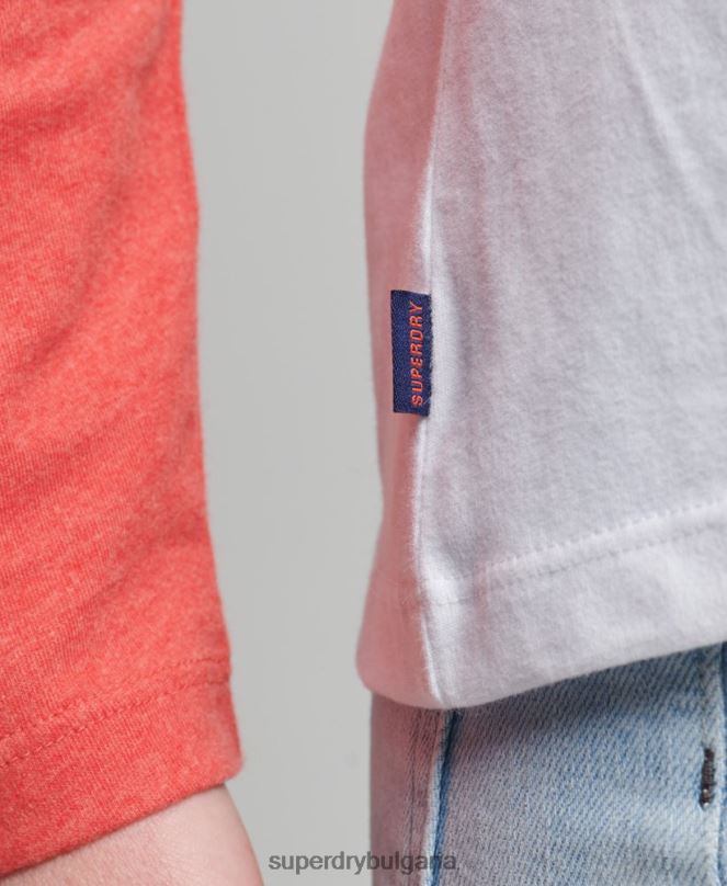 Superdry облекло N00H6658 корал Жени ретро бейзболно горнище с дълъг ръкав от органичен памук
