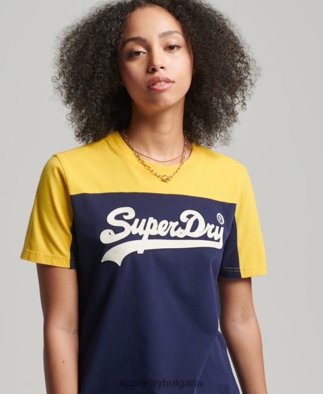Superdry облекло N00H6692 военноморски флот Жени университетска тениска с ретро лого