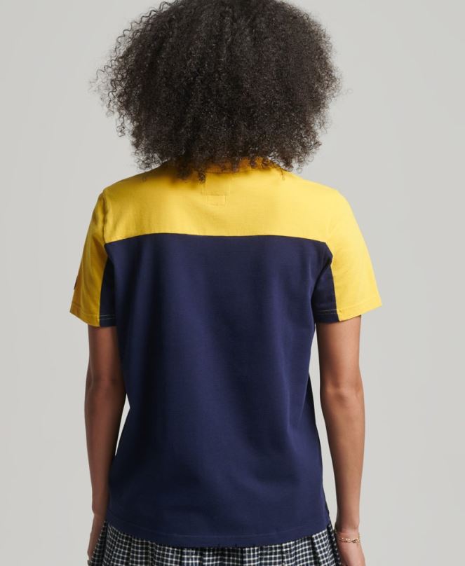 Superdry облекло N00H6692 военноморски флот Жени университетска тениска с ретро лого