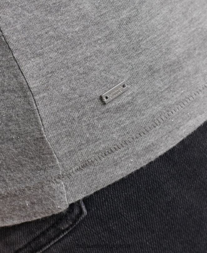 Superdry облекло N00H6736 сиво Жени топ с v-образно деколте с дълъг ръкав