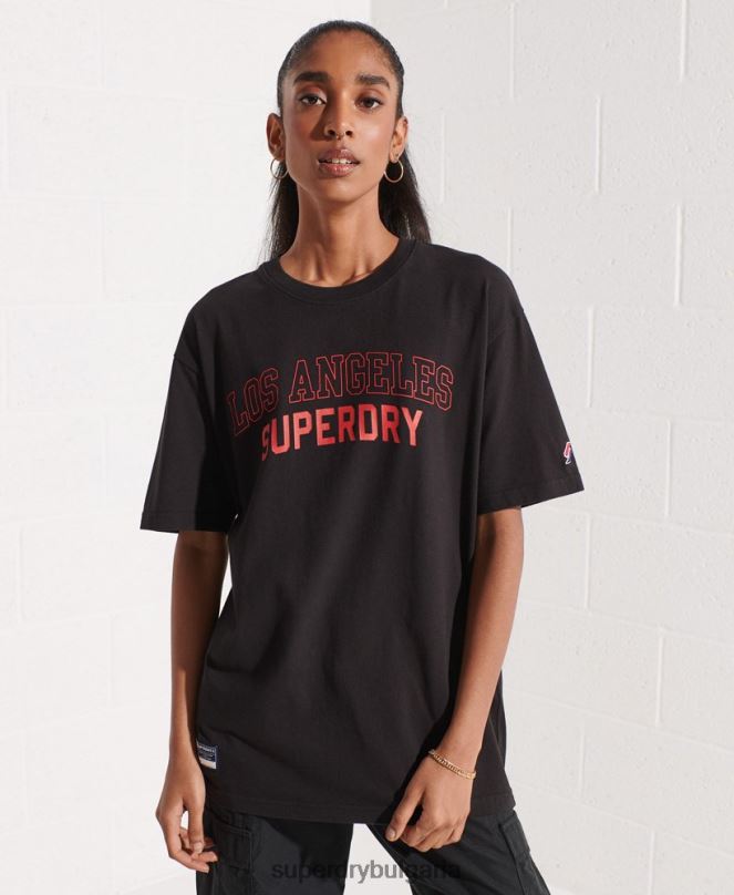 Superdry облекло N00H6741 черен Жени тениска на градския колеж