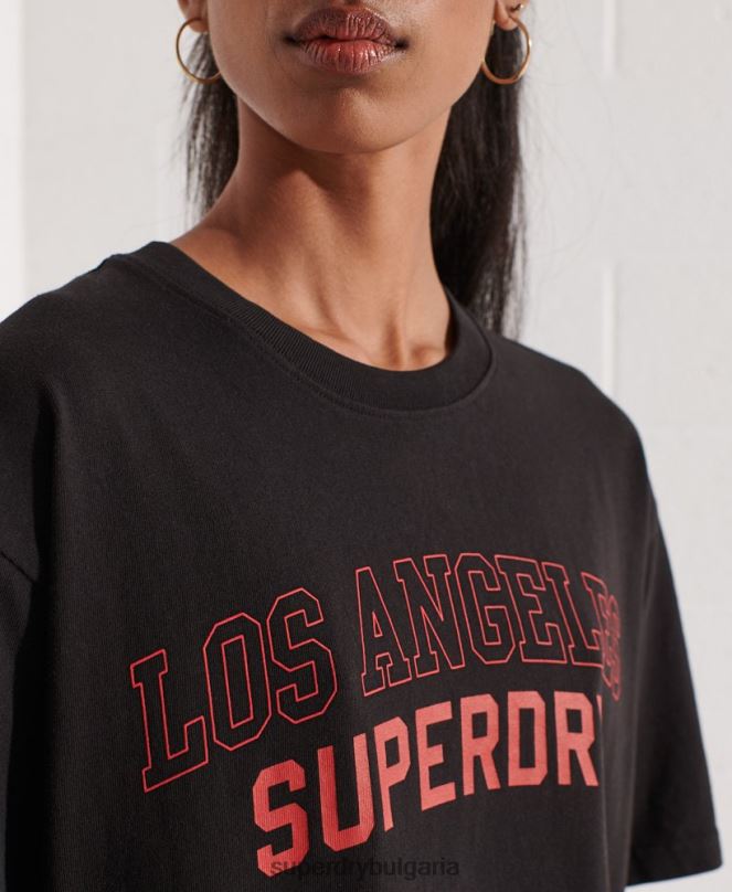 Superdry облекло N00H6741 черен Жени тениска на градския колеж