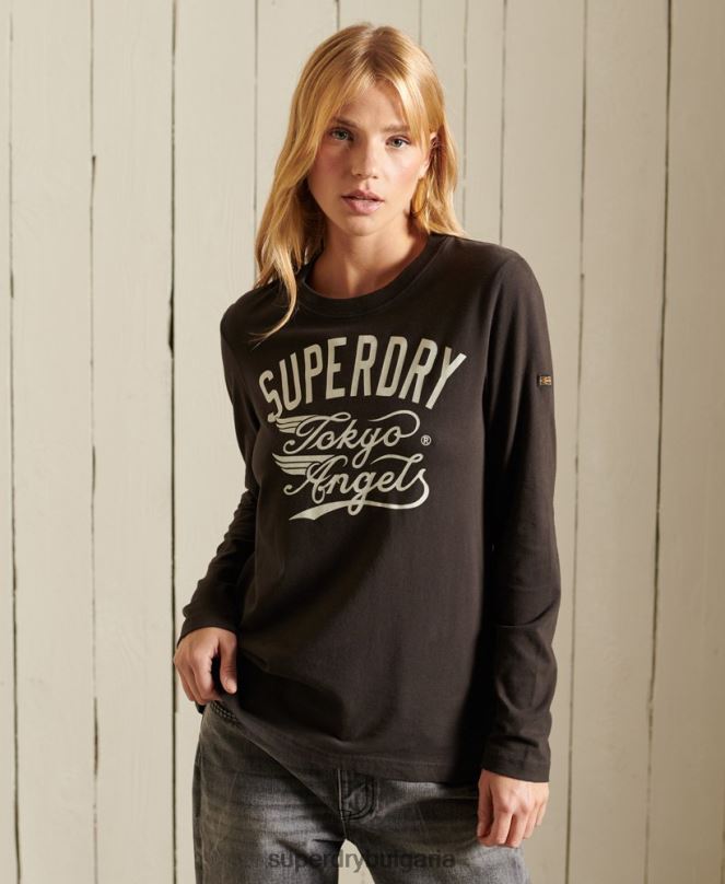 Superdry облекло N00H6750 кафяво Жени тениска за работно облекло в стил сценарий