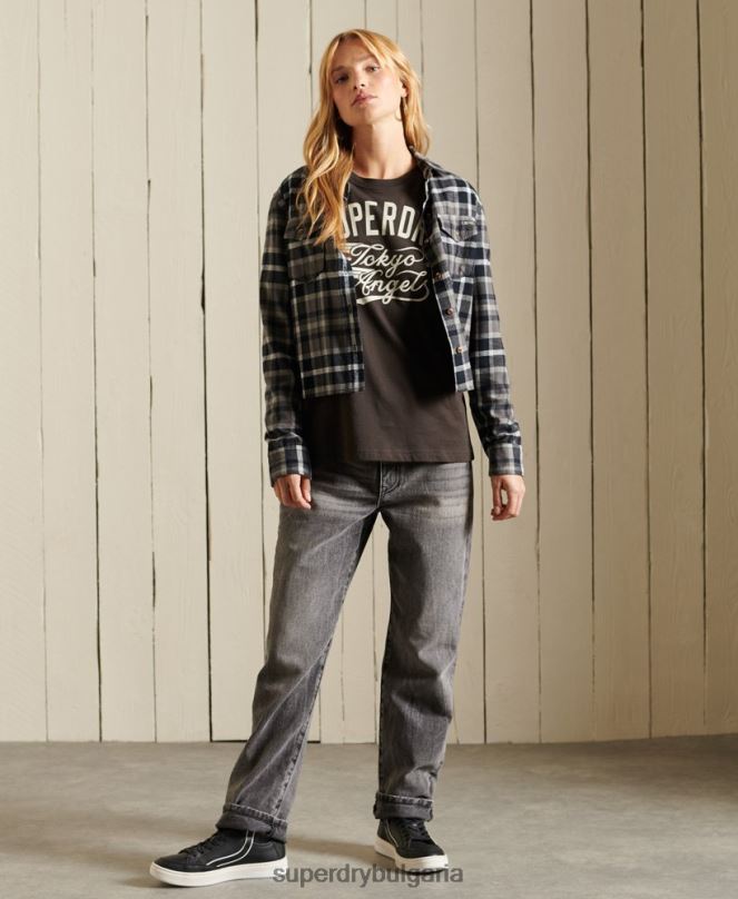 Superdry облекло N00H6750 кафяво Жени тениска за работно облекло в стил сценарий