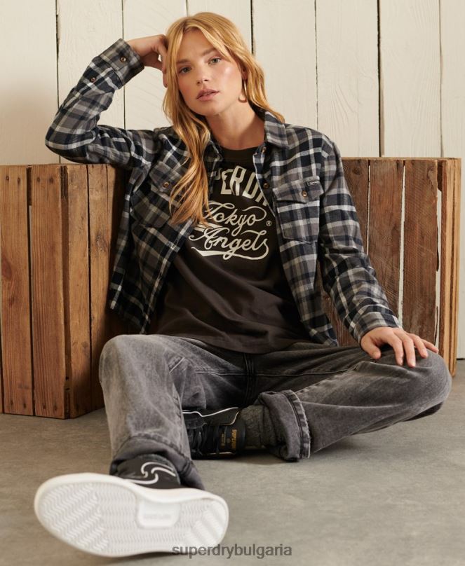 Superdry облекло N00H6750 кафяво Жени тениска за работно облекло в стил сценарий