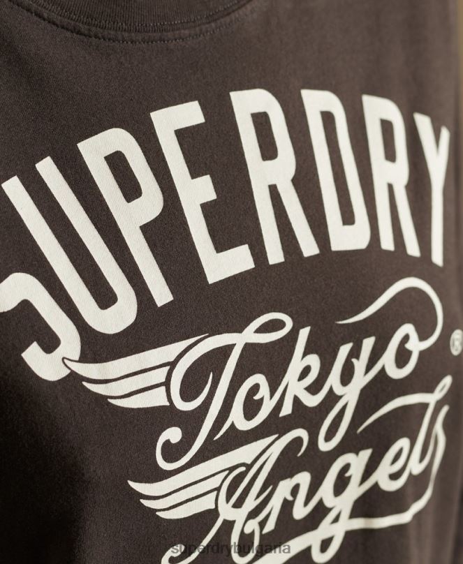 Superdry облекло N00H6750 кафяво Жени тениска за работно облекло в стил сценарий