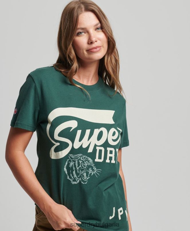 Superdry облекло N00H6762 зелено Жени широка класическа тениска за лека атлетика