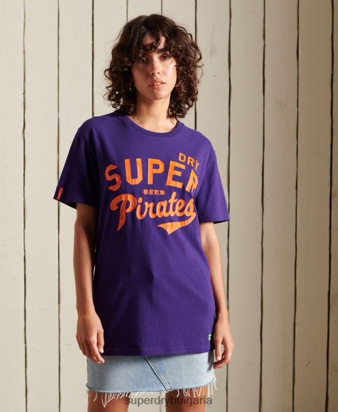 Superdry облекло N00H6763 лилаво Жени широка колегиална тениска
