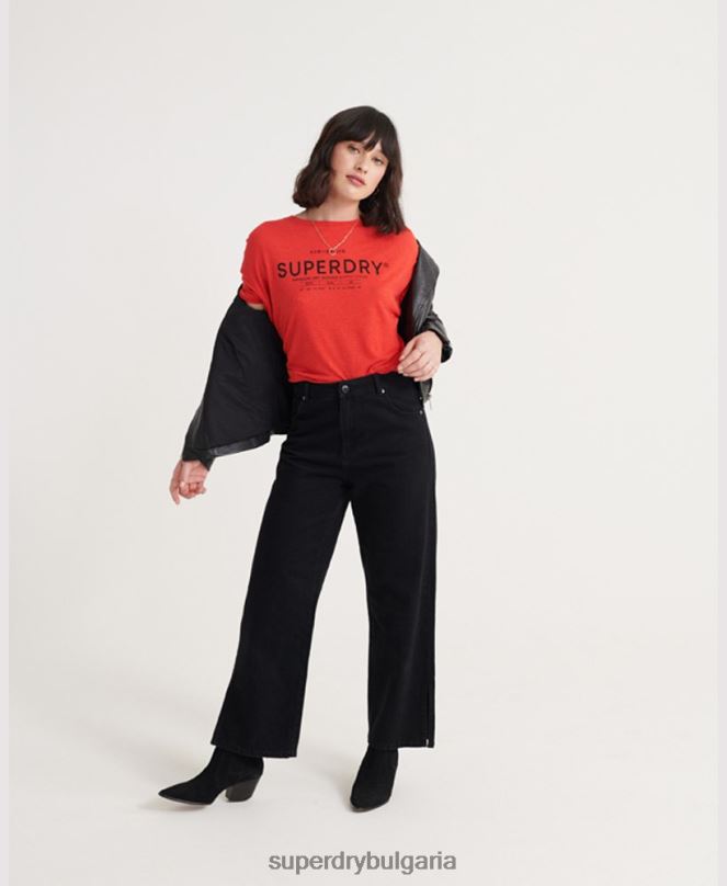 Superdry облекло N00H6765 червен Жени пустинна ленена тениска