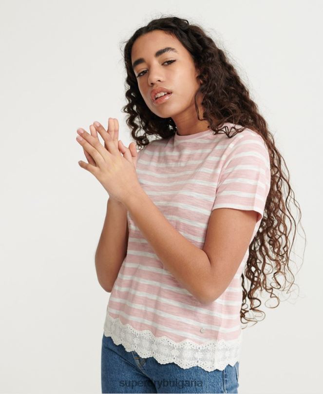 Superdry облекло N00H6775 розово Жени дантела микс тениска