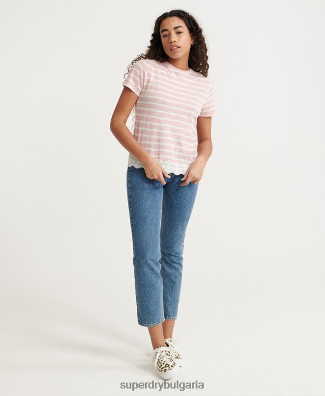 Superdry облекло N00H6775 розово Жени дантела микс тениска