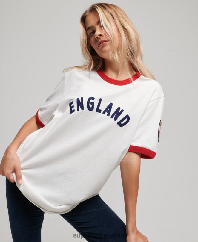 Superdry x Ringspun облекло N00H2745 бяло Жени футболна английска тениска