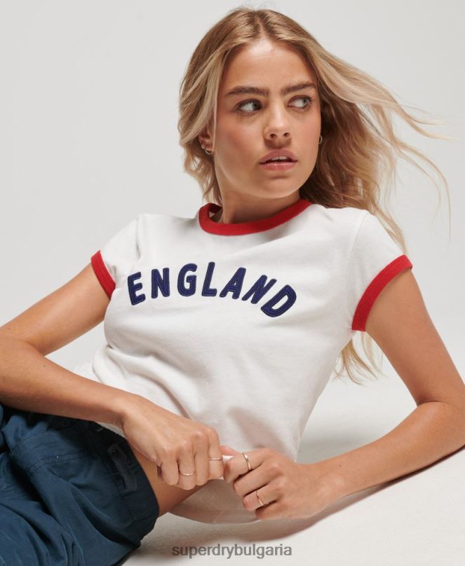 Superdry x Ringspun облекло N00H2751 бяло Жени футболна английска тениска с шапка